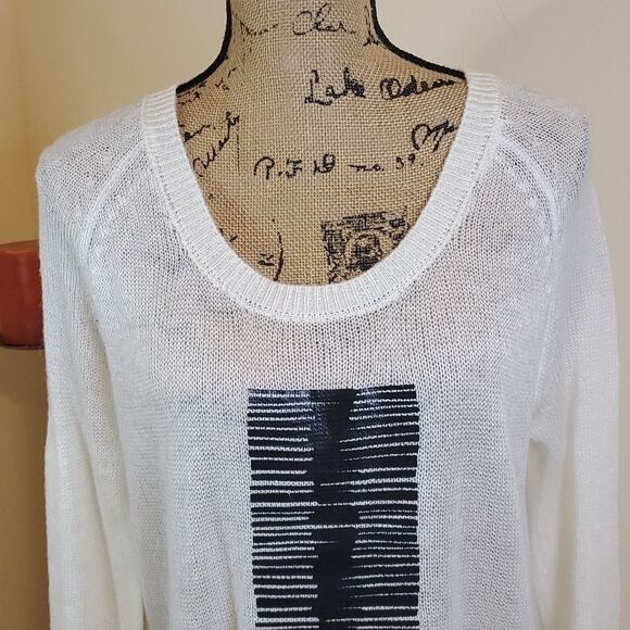 BCBGENERATION  ivory semi sheer oversized sweater size Med/Large - Picture 3 of 10